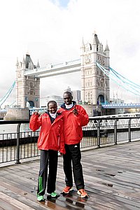 Pre Race Emmanuel Mutai and Mary Keitany