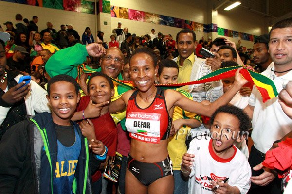 Meseret Defar and fans
