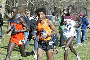 Anthony Rotich of UTEP, Girma Mecheso, and Henry Lelei