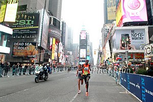Peter Kirui and Deriba Merga in Times Square