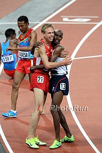 Galen Rupp and Mo Farah Hug