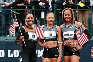 Carmelita Jeter, Allyson Felix, Sanya Richards Ross