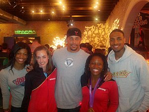 Porsche Lucas, Molly Huddle, Wallace Spearmon, Lauryn Williams and Duane Solomon
