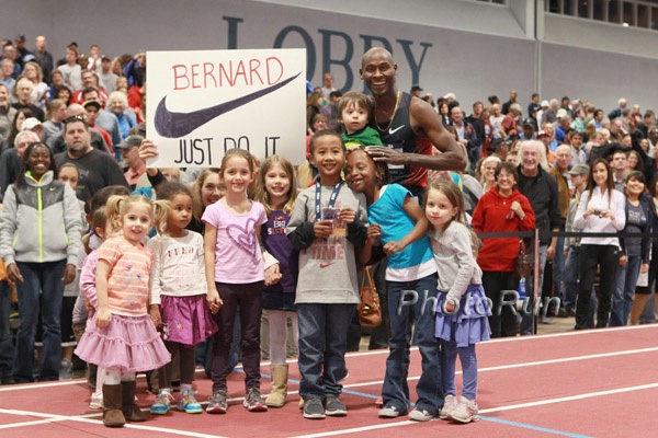 Lagat Celebrates With His Miniature Fan Club