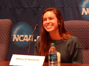 Abbey D'Agostino went first all alone as she had to go take an exam.