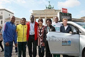 The 7 World Record Holders in Berlin: Patrick Makau (2:03:38), Haile Gebrselassie (2:03:59), Paul Tergat (2:04:55), Naoko Takahashi (2:19:46), Tegla Laroupe (2:20:43), Ronaldo da Costa  (2:06:05), Christa Vahlensieck (2:34:48)
