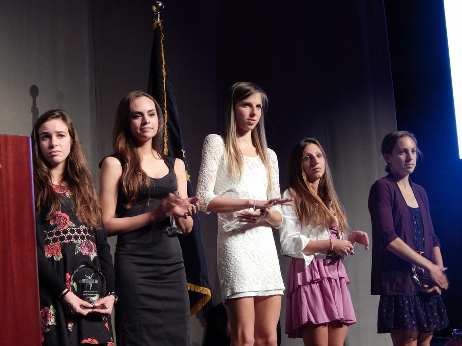 Ladies, you won a award, it's ok to smile