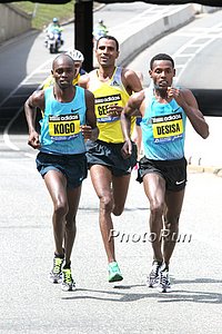 The Race Came Down to These Three: Micah Kogo in His Debut, Gebre Gebremariam and Lelisa Desisa