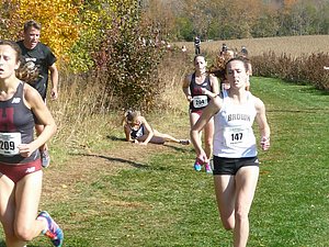 Brown's Lucy Van Kleunen (147) with Yale's Kira Garry having fallen in the back