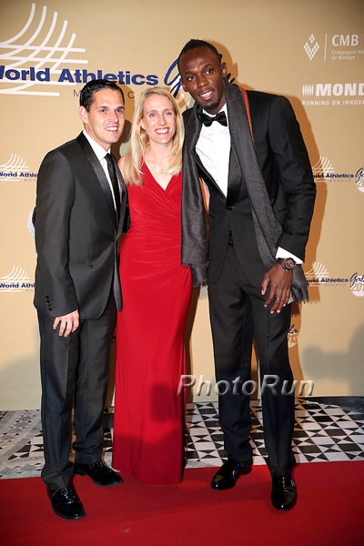 Ricky Simms con Marion Steininger e Usain Bolt