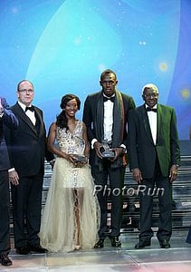 Prince Albert, Shelly-Ann Fraser-Pryce,Usain Bolt and Lamine Diack