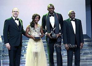 Prince Albert, Shelly-Ann Fraser-Pryce,Usain Bolt and Lamine Diack