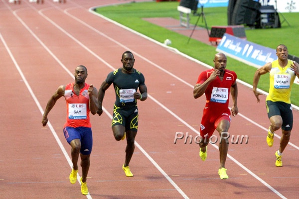 Tyson Gay 9.79, Powell 9.88