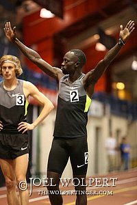 Lopez Lomong Salutes the Crowd at the Start