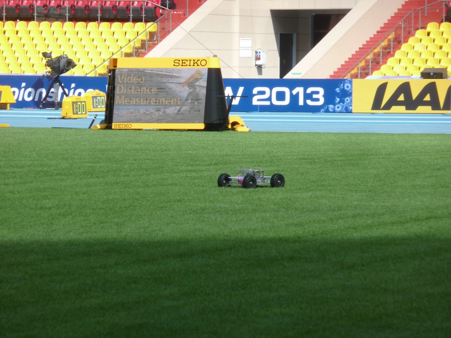 The car that transports the throwing implements was getting a trial run.