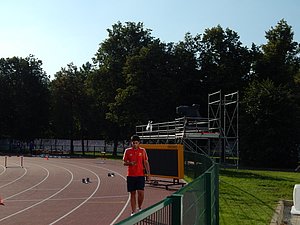 There is evne a television stand on the practice track