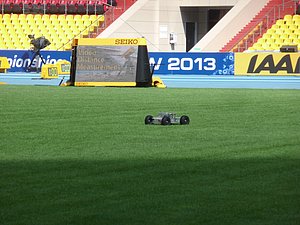 The car that transports the throwing implements was getting a trial run.