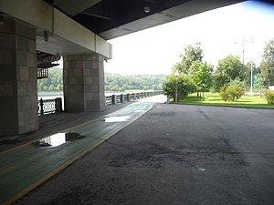 A little bike path is also outside the stadium