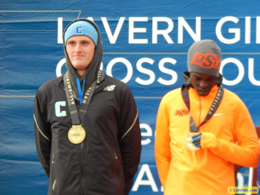 Columbia's Nico Compsto and Oklahoma State's Shardrack Kipchirchir