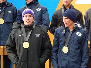 Aaron Nelson (Washington) and Tylor Thatcher (BYU)