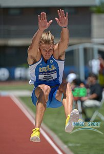 Dominic Giovannoni of UCLA jumps a wind-aided 23-4 3/4 in Decathlon
