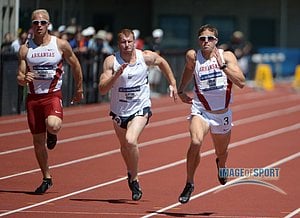Nathanael Franks, Clayton Chaney, and Kevin Lazas in Decathlon 100m