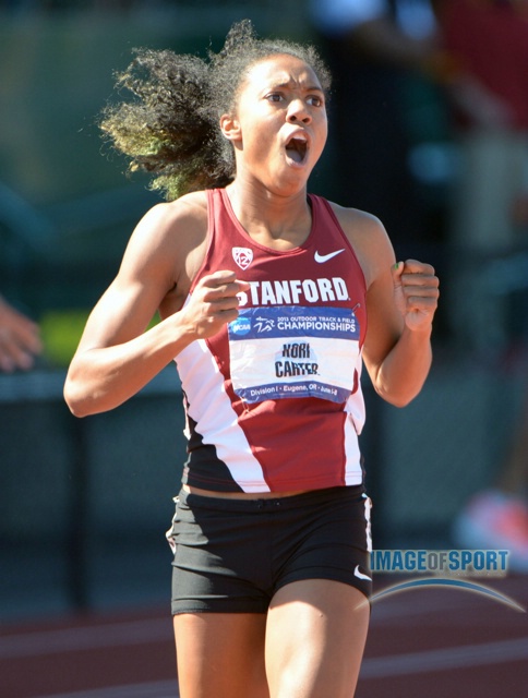 Kori Carter Reacts After 53.21 Collegiate Record in Hurdles
