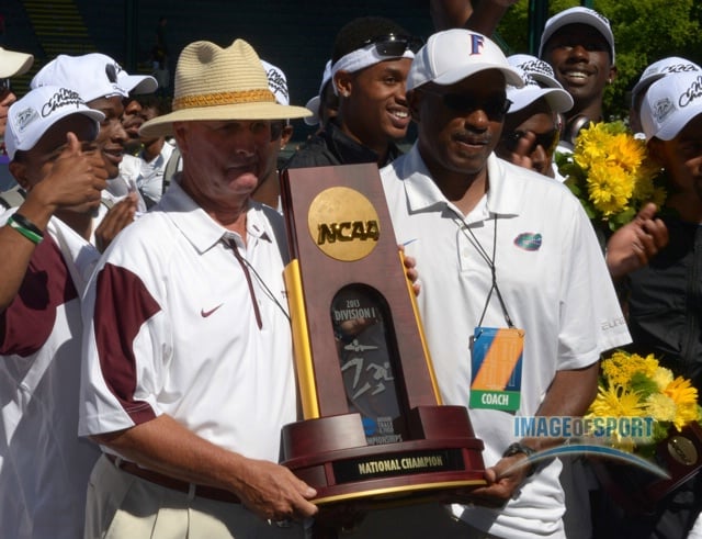 Texas A&M Coach Pat Henry and Florida's Mike Holloway Pose as Co NCAA Champions
