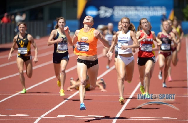 Natalia Piliusina Celebrates Winning the 1500m