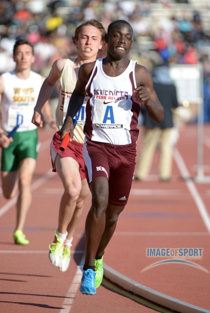 Edward Cheserek runs the 1,600m leg on the St. Benedict's distance medley relay in the Championship of America race