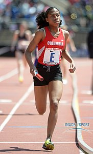Olivia Baker runs the anchor leg on the Columbia girls 4 x 800m relay that won the Championship of America race in 8:56.37