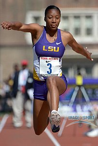 Keri Emmanuel of LSU places fourth in the college womens triple jump championship at 41-3 3/4 (12.59m)