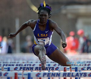 Shanekia Hall of LSU competes in a womens 100m hurdles heat