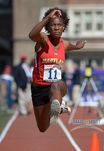 Thea La Fond of Maryland places third in the college womens triple jump championship in a wind-aided 42-11 3/4 (13.10m)