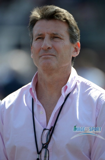 Apr 27, 2013; Philadelphia, PA, USA; Sebastian Coe (GBR) at the 119th Penn Relays at Franklin Field.