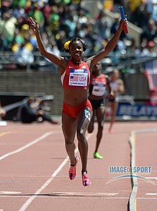 Alysia Montano celebrates after settin gthe Americna Record at Penn