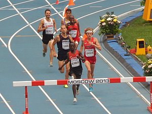 Final Hurdle Ezekiel Kemboi Leads