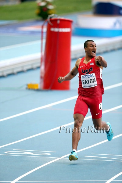Ashton Eaton Celebrates His 400m