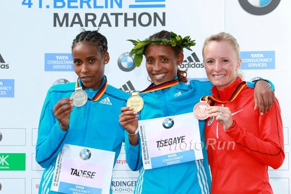 Feyse Tadese, Tirfi Tsegaye, and Shalane Flanagan