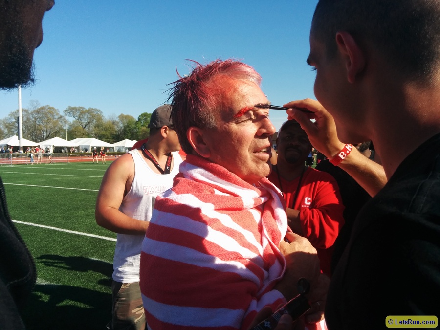 Spanish 200m national record holder Bruno Hortelano-Roig applies the red eyebrows