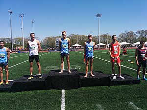 800 scorers l to r: Rob Napolitano of Columbia, Brown's Tyler Benster,  Columbia's Harry McFann, Columbia's Brendon Fish, Will Weinlandt of Cornell and Penn's Mato Bekelja