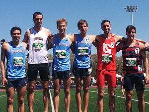 800 scorers l to r: Rob Napolitano of Columbia, Brown's Tyler Benster,  Columbia's Harry McFann, Columbia's Brendon Fish, Will Weinlandt of Cornell and Penn's Mato Bekelja