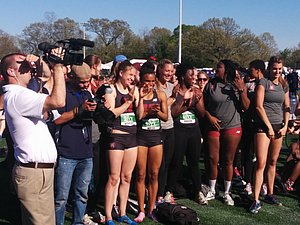 The Harvard women celebrate