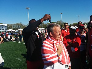 Cornell AD Andy Noel gets his hair died red