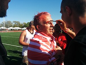 Spanish 200m national record holder Bruno Hortelano-Roig applies the red eyebrows