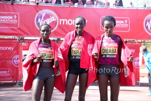 Florence Kiplagat, Edna Kiplagat and Tirunesh Dibaba