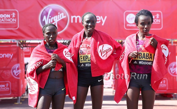 Florence Kiplagat, Edna Kiplagat and Tirunesh Dibaba