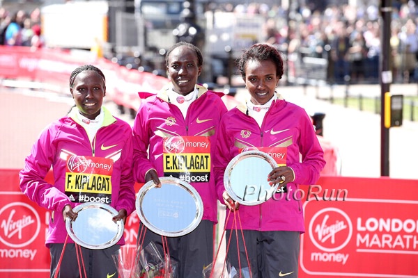Florence Kiplagat, Edna Kiplagat and Tirunesh Dibaba