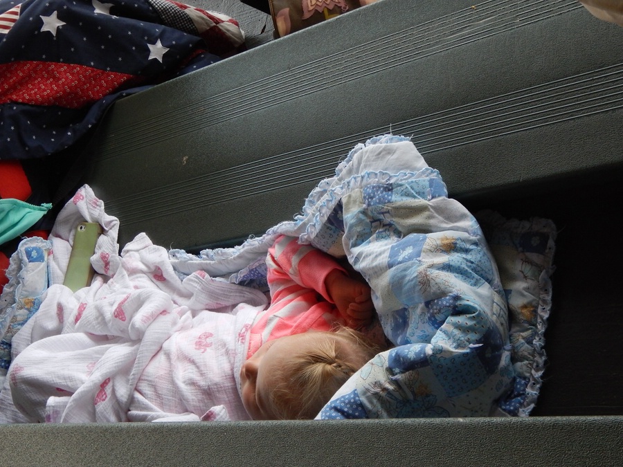 Kid Sleeping in Stands