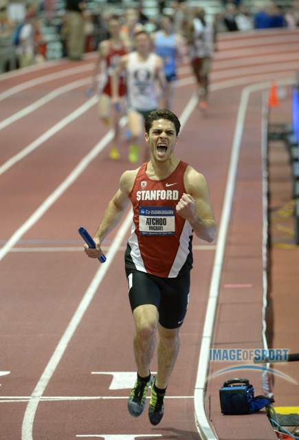 Michael Atchoo of Stanford Celebrates DMR Win